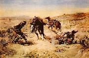 Charles M Russell When Horse Flesh Comes High Spain oil painting artist